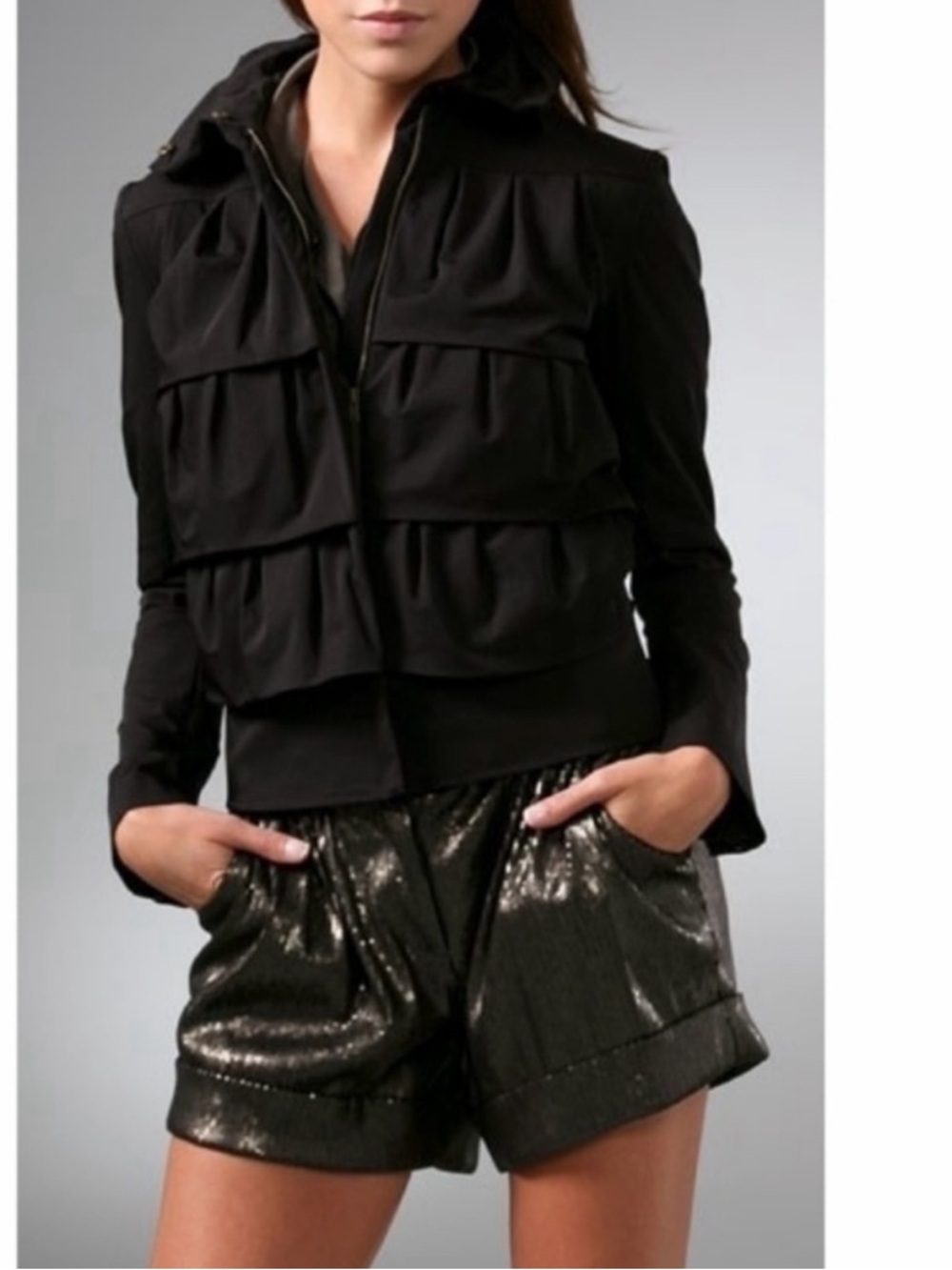 Diane Von Furstenberg Cupcake Bomber Black Jacket Size 2